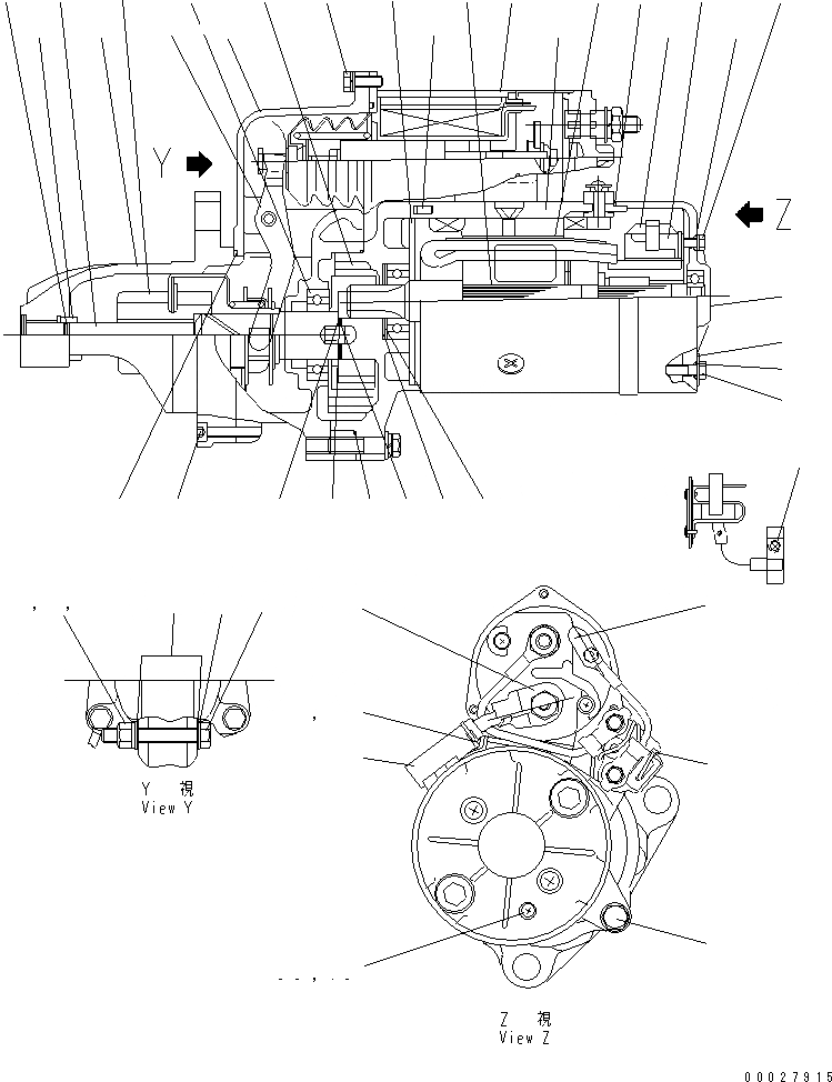 Схема запчастей Komatsu SAA6D140E-3C-8 - СТАРТЕР (KW) (ВНУТР. ЧАСТИ)(№-) ДВИГАТЕЛЬ