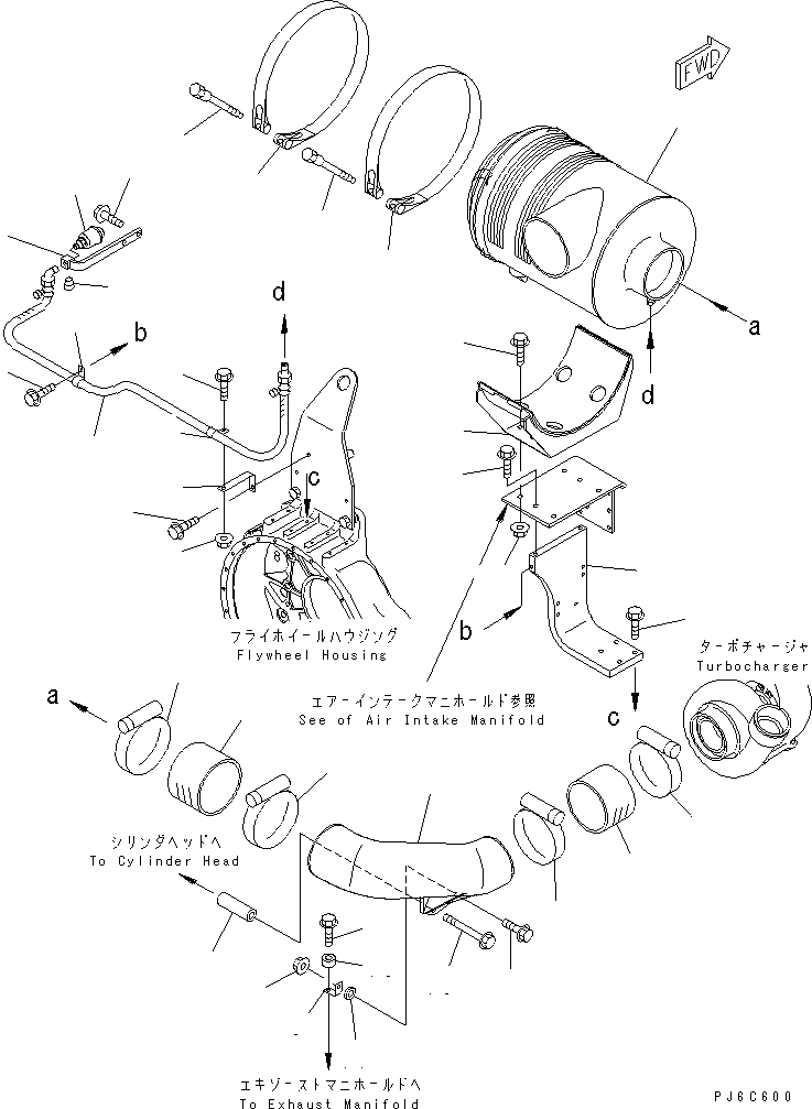 Схема запчастей Komatsu SAA6D140E-3E-8 - ВОЗДУХООЧИСТИТЕЛЬ ДВИГАТЕЛЬ