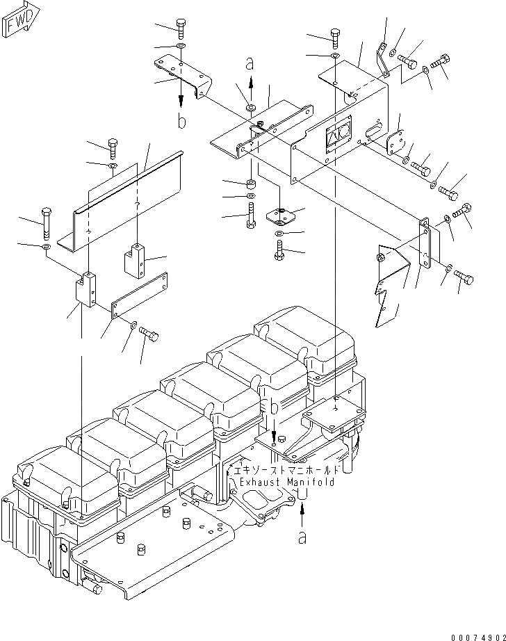 Схема запчастей Komatsu SAA6D170E-3F-8 - ТЕРМОЗАЩИТА (ВЫПУСКНОЙ КОЛЛЕКТОР COVER)(№88-) ДВИГАТЕЛЬ