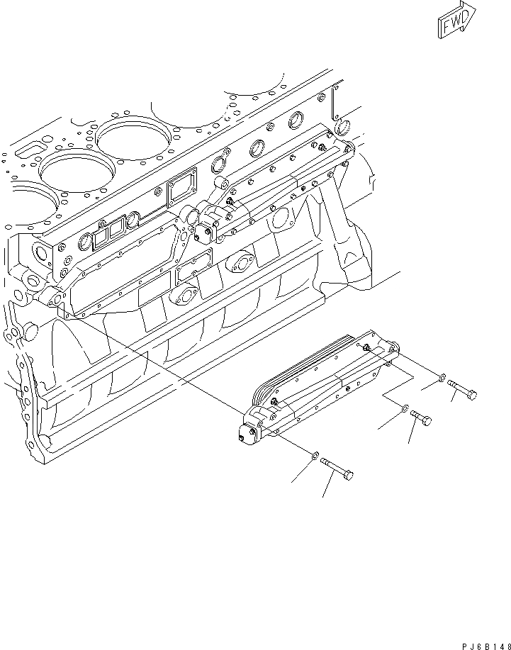 Схема запчастей Komatsu SAA6D170E-3F-8 - МАСЛООХЛАДИТЕЛЬ КРЕПЛЕНИЕ ДВИГАТЕЛЬ