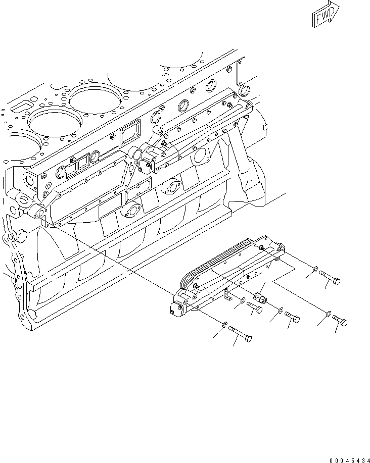 Схема запчастей Komatsu SAA6D170E-3F-8 - МАСЛООХЛАДИТЕЛЬ КРЕПЛЕНИЕ(№-) ДВИГАТЕЛЬ