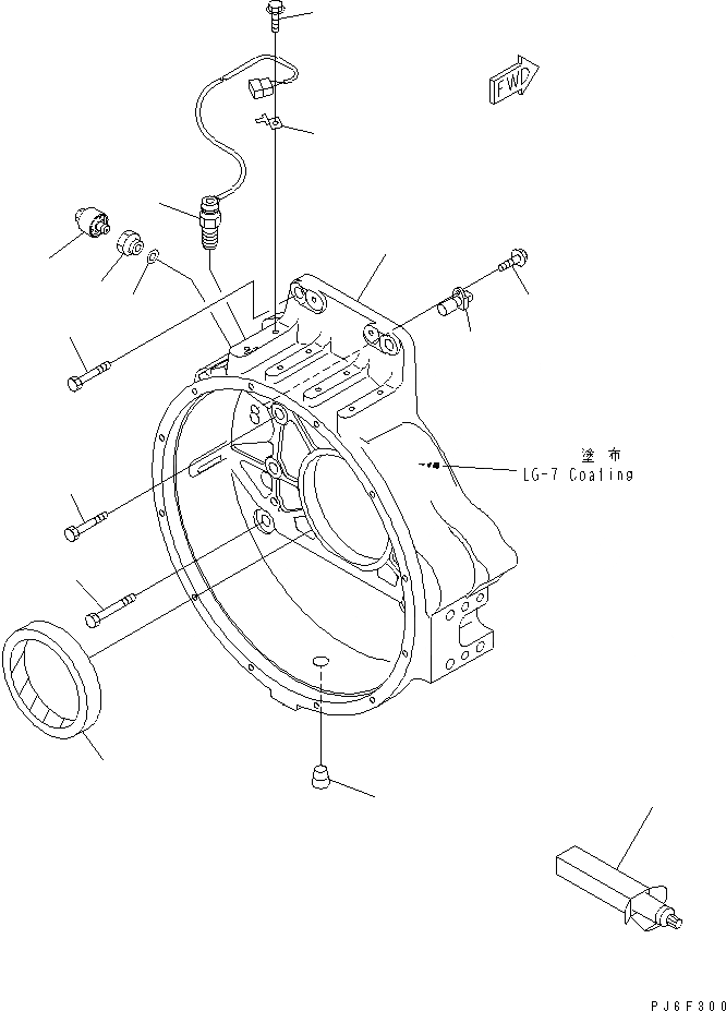 Схема запчастей Komatsu SAA6D140E-3A-8 - КАРТЕР МАХОВИКА(№-) ДВИГАТЕЛЬ