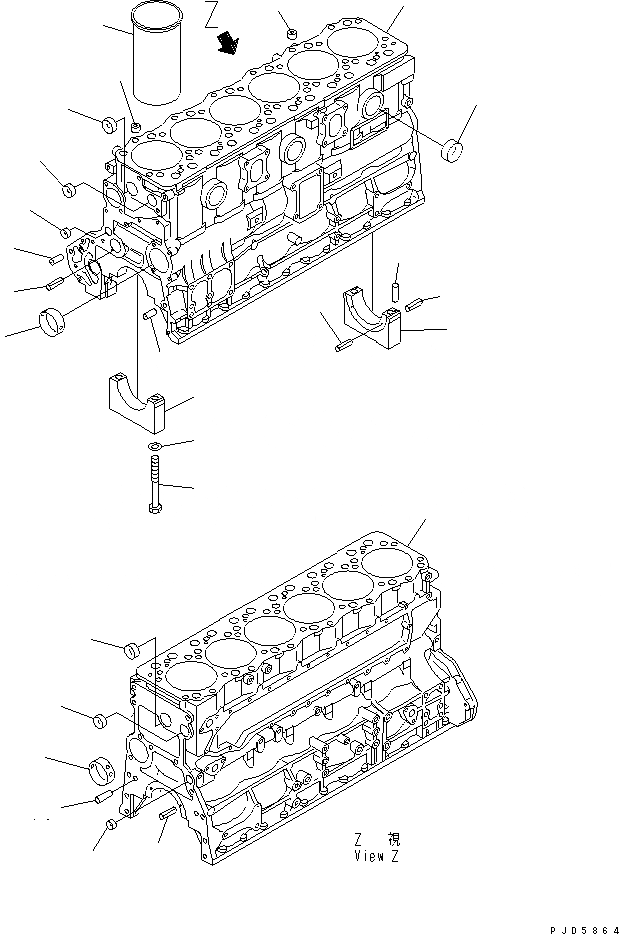 Схема запчастей Komatsu SAA6D108E-2C-N8 - БЛОК ЦИЛИНДРОВ(№9-) ДВИГАТЕЛЬ