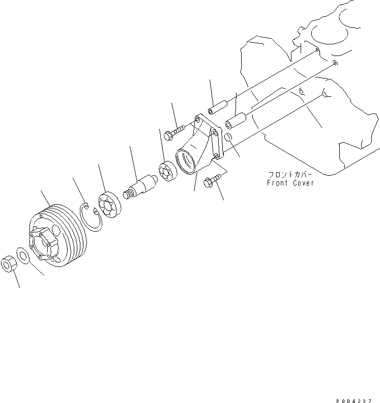 Схема запчастей Komatsu SAA6D108E-2C-N8 - ПРИВОД ВЕНТИЛЯТОРА (С НЕ ЗАКАЛЕНН. ШКИВ)(№87-) ДВИГАТЕЛЬ