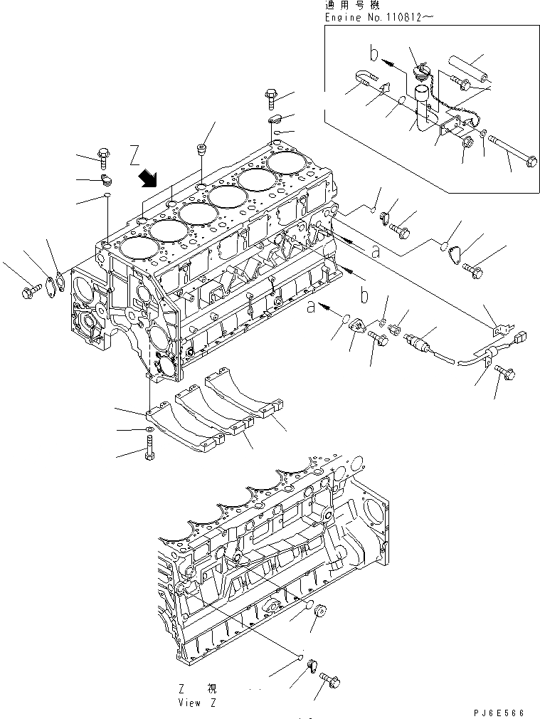 Схема запчастей Komatsu SAA6D140E-3C-8 - БЛОК ЦИЛИНДРОВ КРЫШКАAND МАСЛОНАЛИВНОЙ ПАТРУБОК (/)(№-) ДВИГАТЕЛЬ