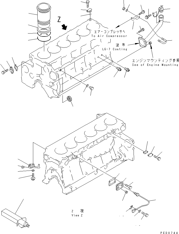 Схема запчастей Komatsu SAA6D140E-2B-8 - БЛОК ЦИЛИНДРОВ (/)(№88-8) ДВИГАТЕЛЬ