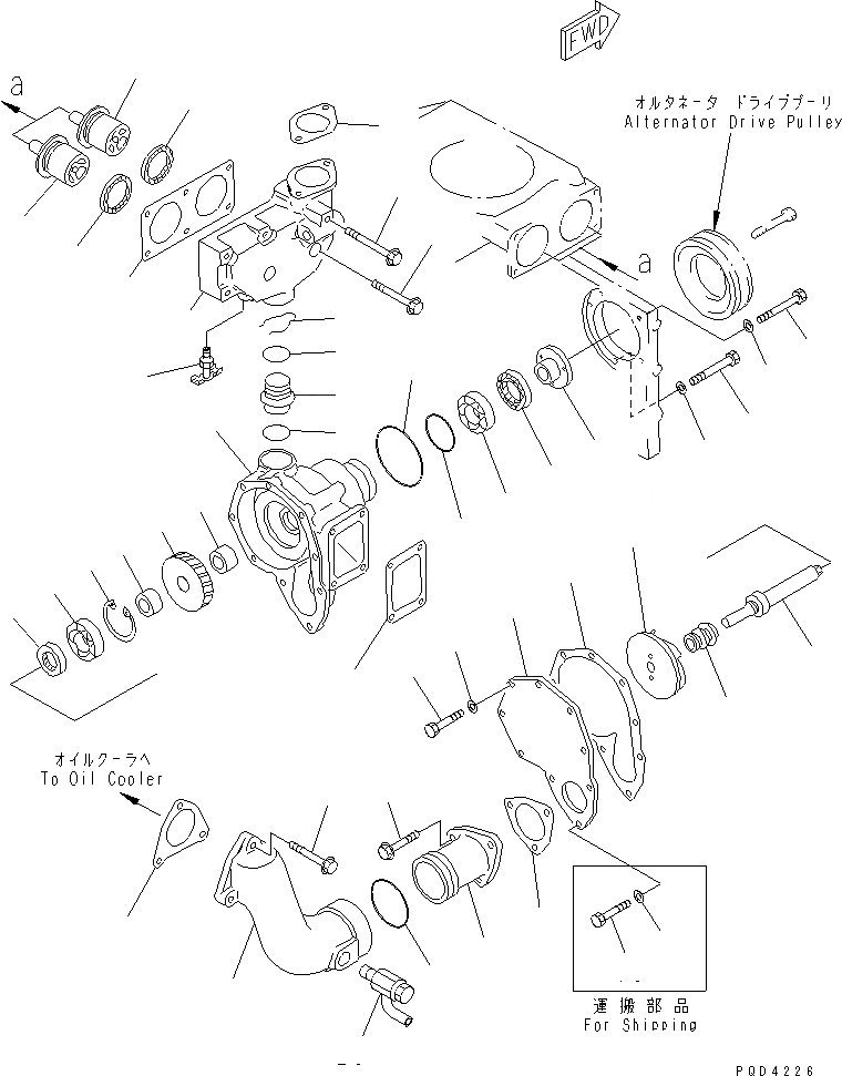 Схема запчастей Komatsu SAA6D140E-2B-8 - ВОДЯНАЯ ПОМПА И ТЕРМОСТАТ(№-7) ДВИГАТЕЛЬ