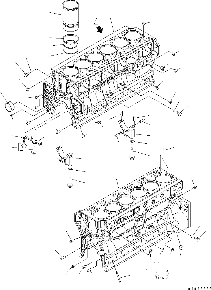 Схема запчастей Komatsu SAA6D170E-3B-8 - БЛОК ЦИЛИНДРОВ ДВИГАТЕЛЬ