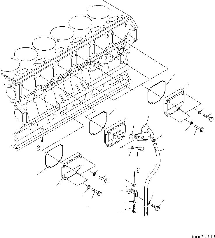 Схема запчастей Komatsu SAA6D170E-3B-8 - КРЫШКА ТОЛКАТЕЛЕЙ КЛАПАНА(№-) ДВИГАТЕЛЬ