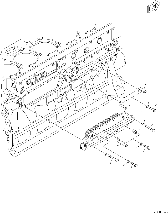 Схема запчастей Komatsu SAA6D170E-3B-8 - МАСЛООХЛАДИТЕЛЬ КРЕПЛЕНИЕ(№-) ДВИГАТЕЛЬ