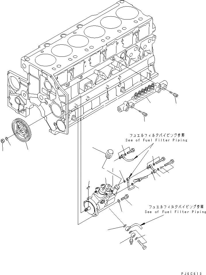 Схема запчастей Komatsu SAA6D140E-3E-8 - ТОПЛИВН. НАСОС И COMMON RAIL КРЕПЛЕНИЕ(№-) ДВИГАТЕЛЬ