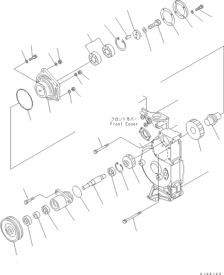 Схема запчастей Komatsu SAA6D140E-2E-8 - ПЕРЕДН. МЕХ-М ОТБОРА МОЩНОСТИ(№77-) ДВИГАТЕЛЬ