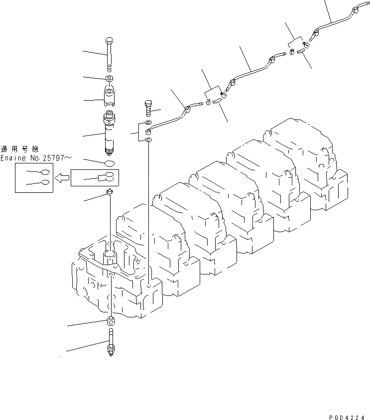 Схема запчастей Komatsu SAA6D140E-2E-8 - ФОРСУНКА(№88-) ДВИГАТЕЛЬ