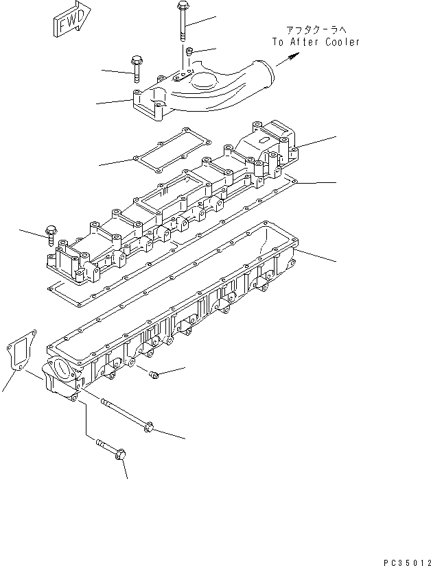 Схема запчастей Komatsu SAA6D108E-2A-8 - ТРУБОПРОВОД ВПУСКА ВОЗДУХА ДВИГАТЕЛЬ