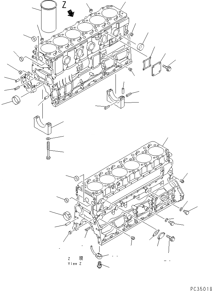 Схема запчастей Komatsu SAA6D108E-2A-8 - БЛОК ЦИЛИНДРОВ (ХОЛОДН. МЕСТН. (A) СПЕЦ-Я.)(№-9) ДВИГАТЕЛЬ