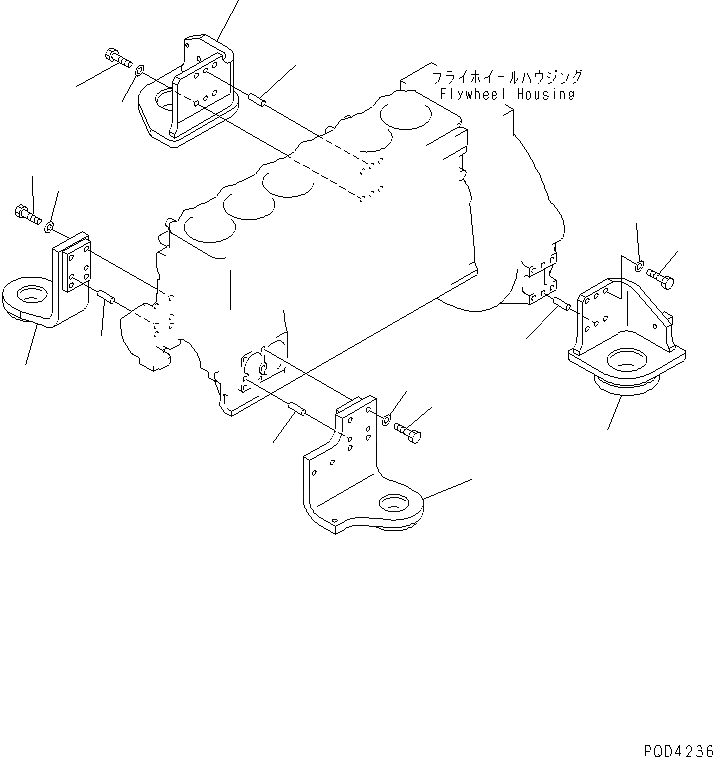 Схема запчастей Komatsu SAA6D108E-2A-8 - КРЕПЛЕНИЕ ДВИГАТЕЛЯ(№778-) ДВИГАТЕЛЬ