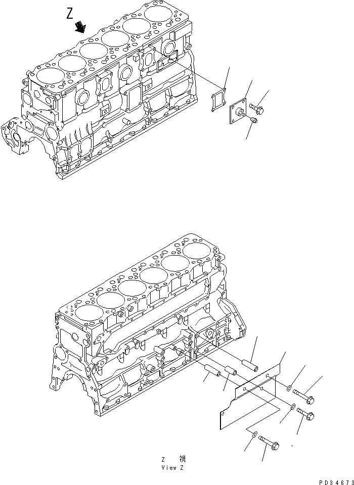 Схема запчастей Komatsu SAA6D108E-2A-8 - ОБОГРЕВАТЕЛЬ БЛОКА И ТЕРМОЗАЩИТА ПЛАСТИНА (БЕЗ ОБОГРЕВАТЕЛЬ БЛОКА)(№-) ДВИГАТЕЛЬ