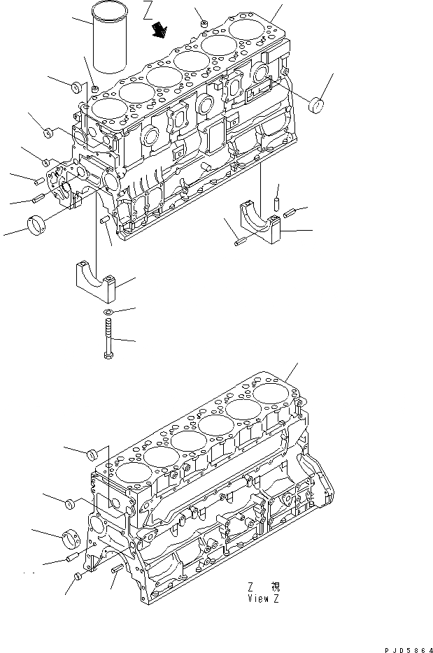 Схема запчастей Komatsu SAA6D108E-2C-8 - БЛОК ЦИЛИНДРОВ(№9-) ДВИГАТЕЛЬ