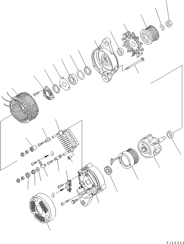 Схема запчастей Komatsu SAA6D108E-2C-8 - ГЕНЕРАТОР (A) (С НЕ ЗАКАЛЕНН. ШКИВ) (ВНУТР. ЧАСТИ)(№7-) ДВИГАТЕЛЬ
