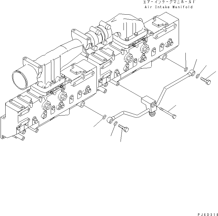 Схема запчастей Komatsu SAA6D170E-3D-8 - ВОЗВРАТ ТОПЛИВА(№-) ДВИГАТЕЛЬ