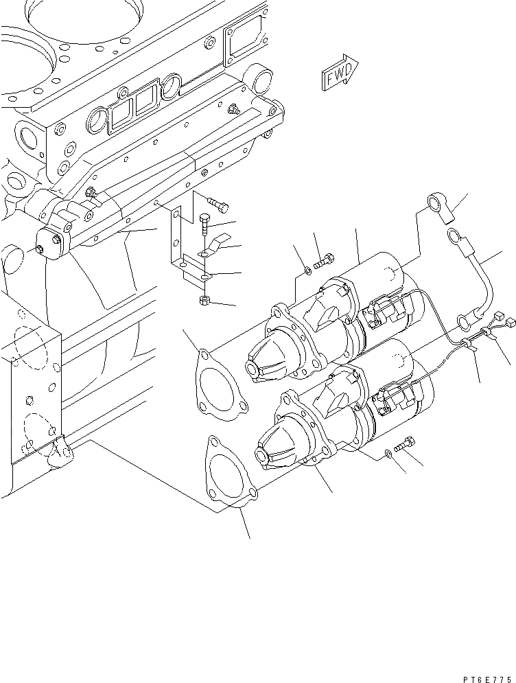 Схема запчастей Komatsu SAA6D170E-3D-8 - КРЕПЛЕНИЕ СТАРТЕРА (KW)(№8-89) ДВИГАТЕЛЬ