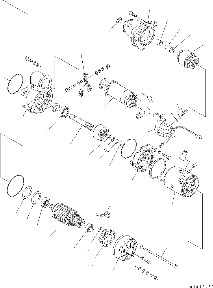 Схема запчастей Komatsu SAA6D170E-3D-8 - СТАРТЕР (KW) (ВНУТР. ЧАСТИ)(№99-) ДВИГАТЕЛЬ