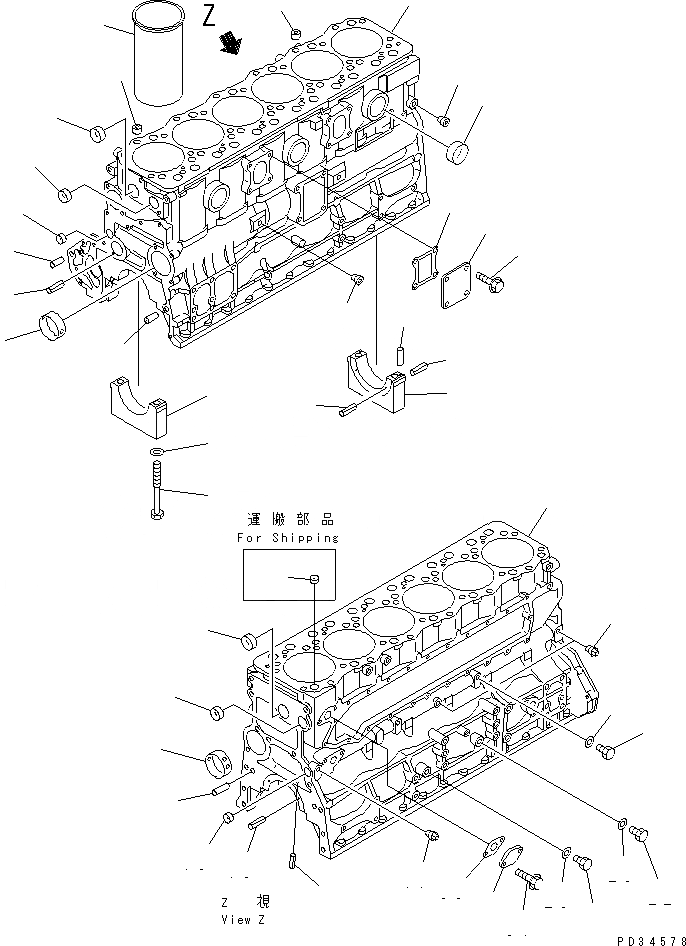 Схема запчастей Komatsu SAA6D108E-2B-S8 - БЛОК ЦИЛИНДРОВ (ДЛЯ МЕХАНИЧ. РЕГУЛИР.)(№-98) ДВИГАТЕЛЬ