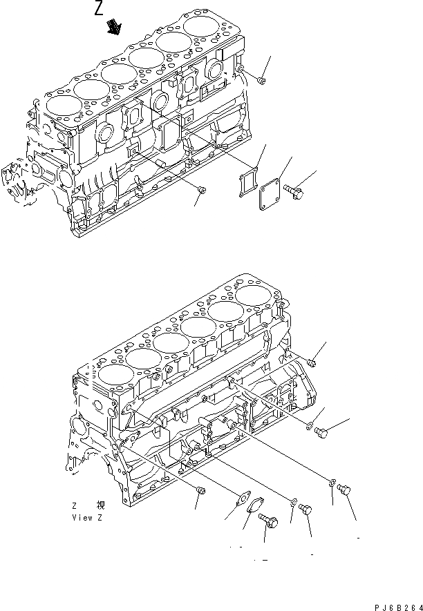 Схема запчастей Komatsu SAA6D108E-2B-S8 - БЛОК ЦИЛИНДРОВ КРЕПЛЕНИЕ (ДЛЯ МЕХАНИЧ. РЕГУЛИР.)(№98-) ДВИГАТЕЛЬ