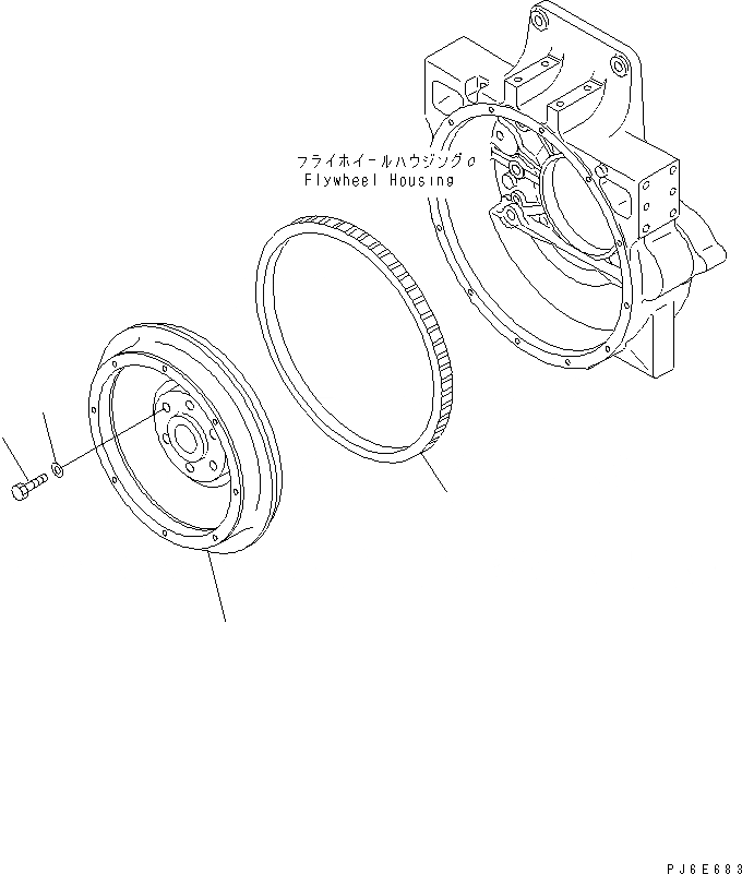 Схема запчастей Komatsu SAA6D125E-3H-8M - МАХОВИК(№-) ДВИГАТЕЛЬ