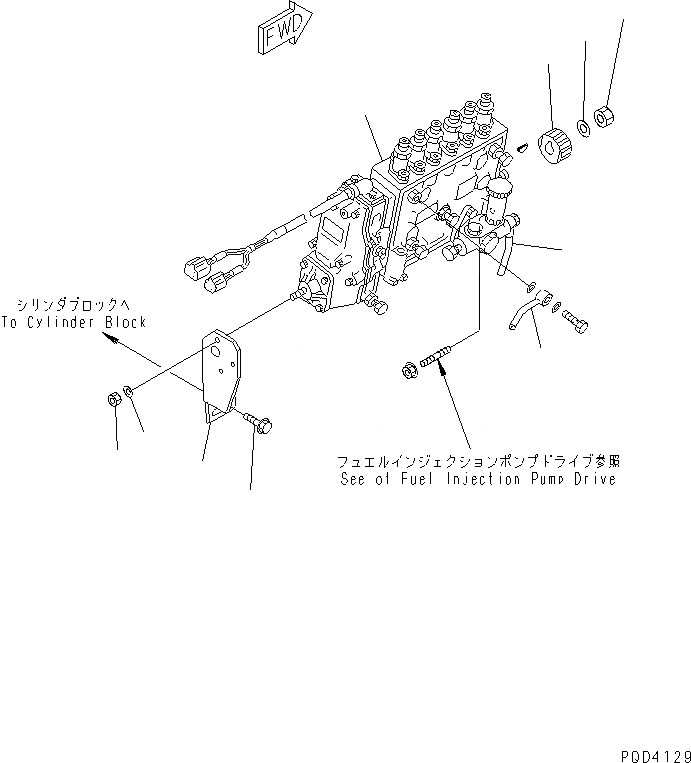 Схема запчастей Komatsu SAA6D108E-2B-N8 - КРЕПЛЕНИЕ ТОПЛ. НАСОСА (ЭЛЕКТР. РЕГУЛЯТОР ТИП)(№-) ДВИГАТЕЛЬ