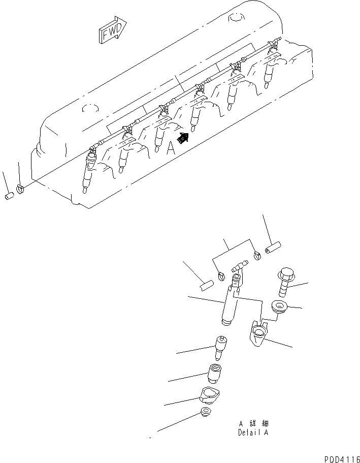Схема запчастей Komatsu SAA6D108E-2B-N8 - ФОРСУНКА (ДЛЯ ЭЛЕКТРИЧ. РЕГУЛЯТОРА)(№-) ДВИГАТЕЛЬ