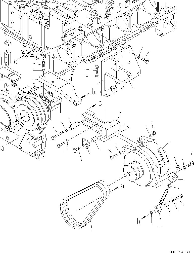 Схема запчастей Komatsu SAA6D170E-3E-8 - КРЕПЛЕНИЕ ГЕНЕРАТОРА (9A)(№-) ДВИГАТЕЛЬ