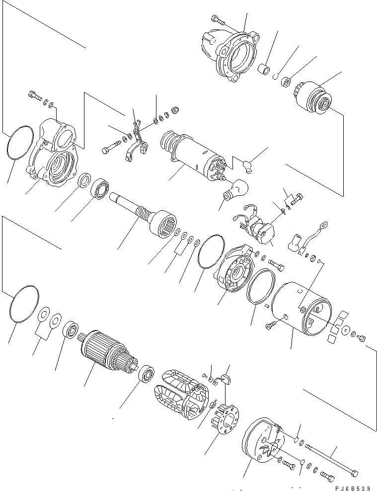 Схема запчастей Komatsu SAA6D140E-2B-8 - СТАРТЕР (7.KW) (INJURY FROM SALT МЕСТН. СПЕЦ-Я.) (ВНУТР. ЧАСТИ)(№88-) ДВИГАТЕЛЬ