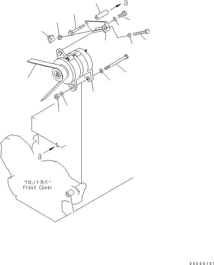 Схема запчастей Komatsu SAA6D108E-2A-8 - КРЕПЛЕНИЕ ГЕНЕРАТОРА (A) (С ЗАКАЛЕННЫМ ШКИВОМ)(№9-89) ДВИГАТЕЛЬ