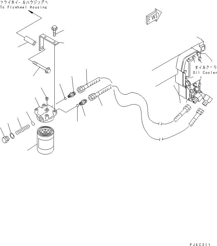 Схема запчастей Komatsu SAA6D102E-2A-8 - МАСЛ. ФИЛЬТР И ТРУБЫ ДВИГАТЕЛЬ