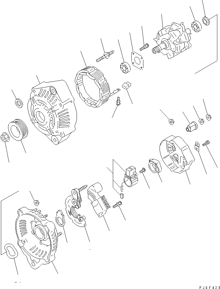 Схема запчастей Komatsu SAA6D102E-2A-8 - ГЕНЕРАТОР (A) (AFTER M/C) (ВНУТР. ЧАСТИ)(№8-) ДВИГАТЕЛЬ