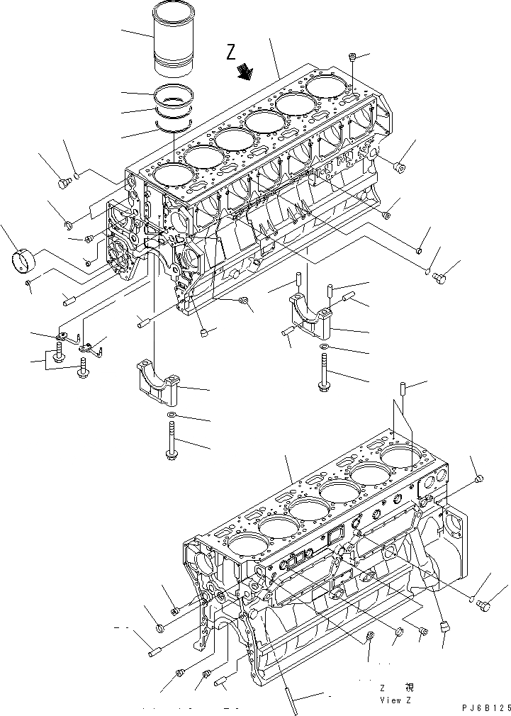 Схема запчастей Komatsu SAA6D170E-3E-8 - БЛОК ЦИЛИНДРОВ ДВИГАТЕЛЬ