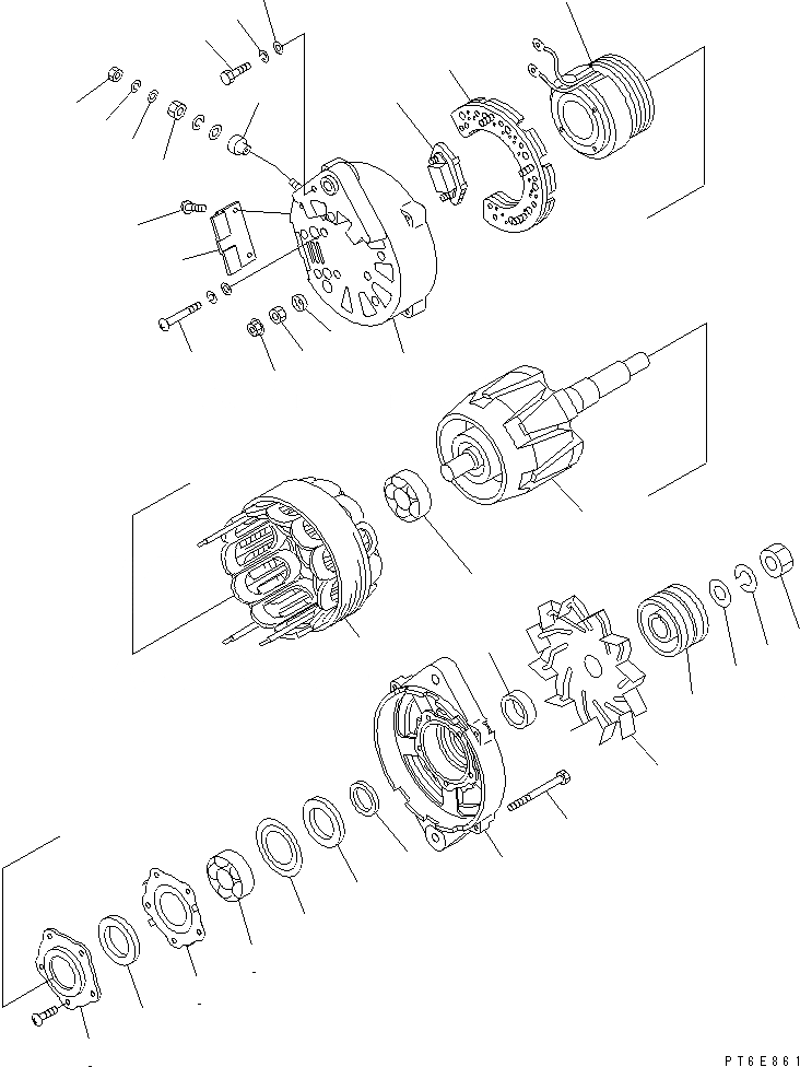 Схема запчастей Komatsu SAA6D170E-3E-8 - ГЕНЕРАТОР (9A) (ВНУТР. ЧАСТИ)(№-) ДВИГАТЕЛЬ