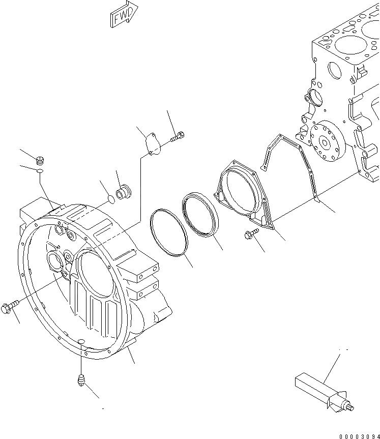 Схема запчастей Komatsu SAA6D102E-2AA-8 - КАРТЕР МАХОВИКА(№-) ДВИГАТЕЛЬ