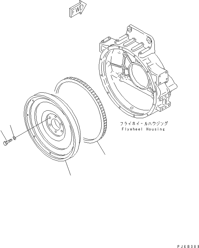 Схема запчастей Komatsu SAA6D125E-2B-8 - МАХОВИК(№-) ДВИГАТЕЛЬ