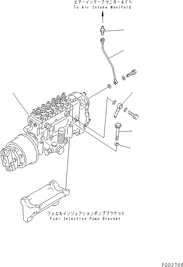 Схема запчастей Komatsu SAA6D125E-2D-8 - КРЕПЛЕНИЕ ТОПЛ. НАСОСА(№-) ДВИГАТЕЛЬ