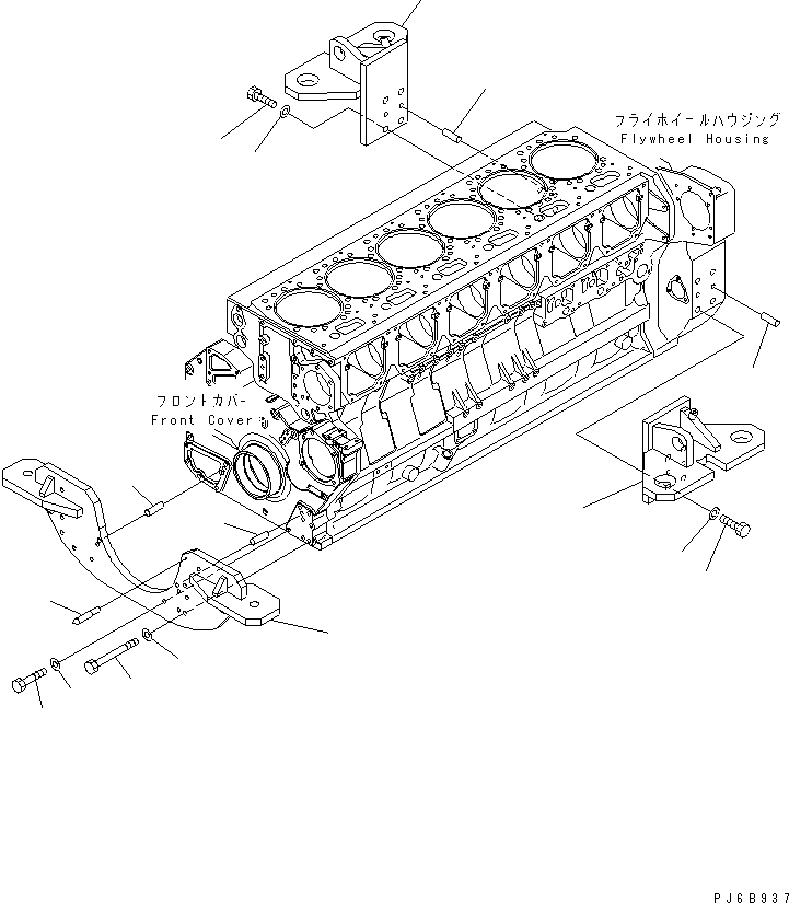 Схема запчастей Komatsu SAA6D170E-3D-8 - КРЕПЛЕНИЕ ДВИГАТЕЛЯ(№-) ДВИГАТЕЛЬ