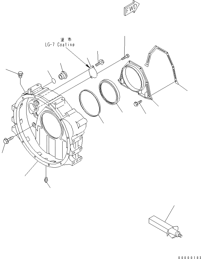 Схема запчастей Komatsu SAA6D102E-2BB-8 - КАРТЕР МАХОВИКА(№-) ДВИГАТЕЛЬ