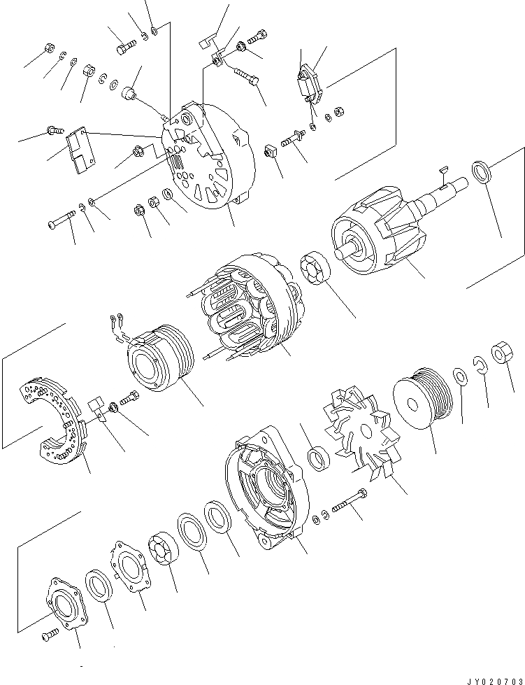 Схема запчастей Komatsu SAA6D102E-2L-8 - ГЕНЕРАТОР (9A) (ВНУТР. ЧАСТИ)(№8-) ДВИГАТЕЛЬ