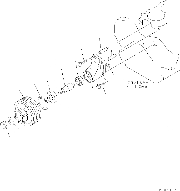 Схема запчастей Komatsu SAA6D108E-2A - ПРИВОД ВЕНТИЛЯТОРА (С НЕ ЗАКАЛЕНН. ШКИВ)(№89-9) ДВИГАТЕЛЬ