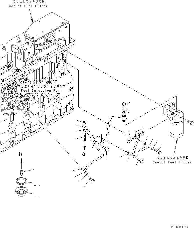 Схема запчастей Komatsu SAA6D114E-2A-KU - ТРУБЫ ТОПЛ. ФИЛЬТРА ДВИГАТЕЛЬ