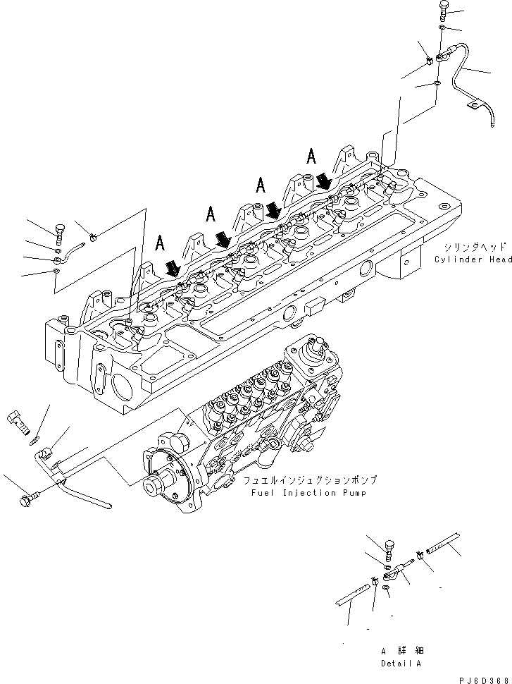 Схема запчастей Komatsu SAA6D114E-2A-KU - ТОПЛИВН. ТРУБКИ ВПРЫСКА ДВИГАТЕЛЬ