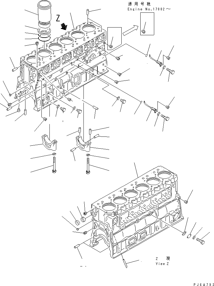 Схема запчастей Komatsu SAA6D170E-2A - БЛОК ЦИЛИНДРОВ(№789-9) ДВИГАТЕЛЬ