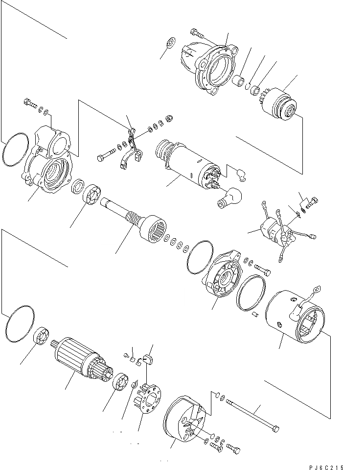 Схема запчастей Komatsu SAA6D170E-2A - СТАРТЕР (7.KW) (ЛЕВ.) (ВНУТР. ЧАСТИ)(№8-) ДВИГАТЕЛЬ