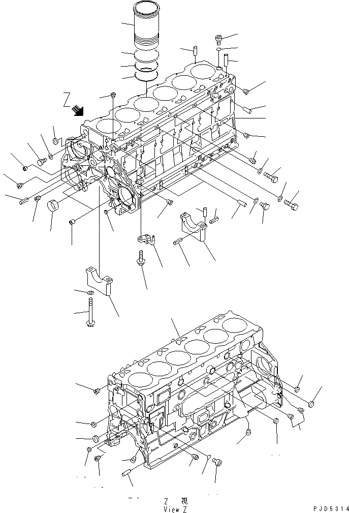 Схема запчастей Komatsu SAA6D125E-2C - БЛОК ЦИЛИНДРОВ ДВИГАТЕЛЬ